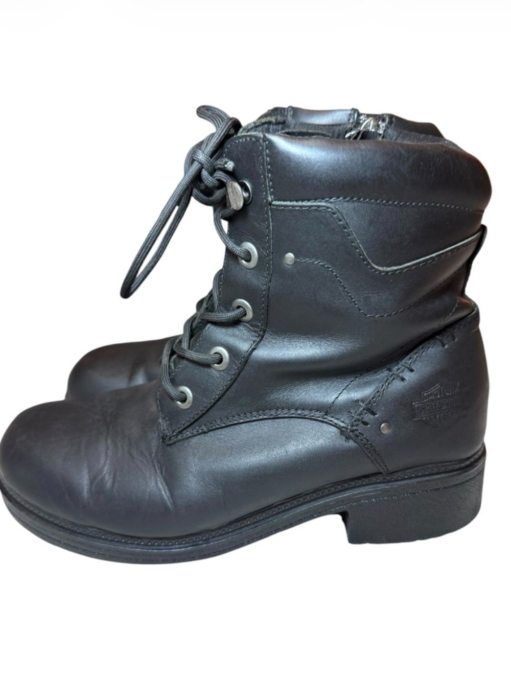 Harley Davidson Elowen Black Motorcycle Boots Woman's 9.5 M Goth Leather